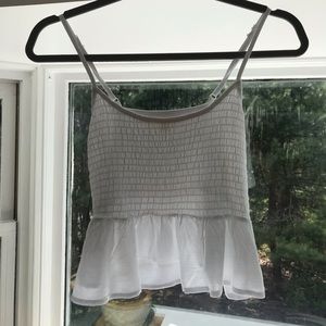 Pacsun white smocked peplum top